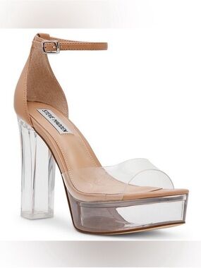 NWT Steve Madden Ana-C Clear Vinyl Platform Dress Sandals Sz 8,5